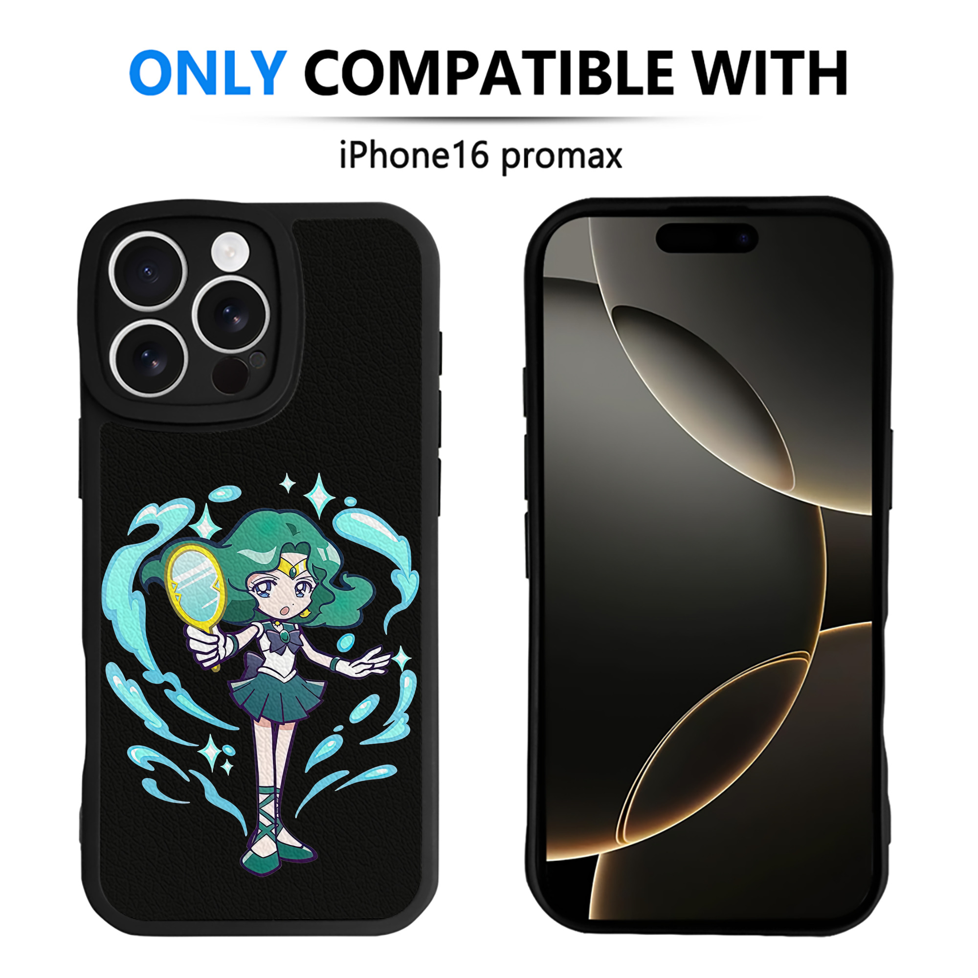 （画像用） 美少女戦士セーラームーン 海王 みちる（かいおう みちる） Sailor Moon Kaiou Michiru 【iPhone 16シリーズ対応】シリコンスマホケース（レザー調） 材質：シリコン